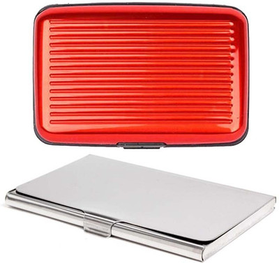 

Shine Fashion 20 Card Holder(Set of 2, Silver, Red)