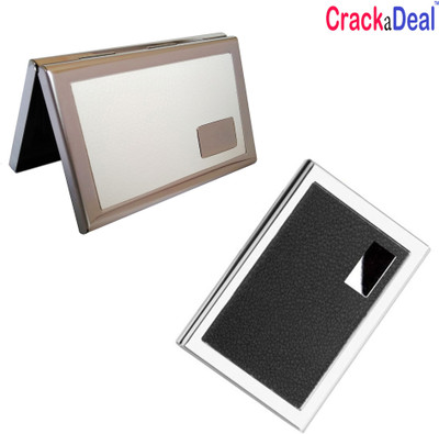

CrackaDeal High Quality Steel Black Leather Professional ATM & Steel White Leather Executive ATM 6 Card Holder(Set of 2, Multicolor)