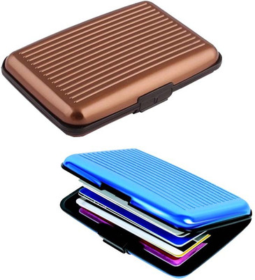 

Shine Fashion Men's 6 Card Holder(Set of 2, Brown, Blue)