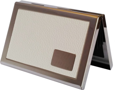 

Billionbag Steel White Leather Executive Silver ATM 6 Card Holder(Set of 1, Silver, White)