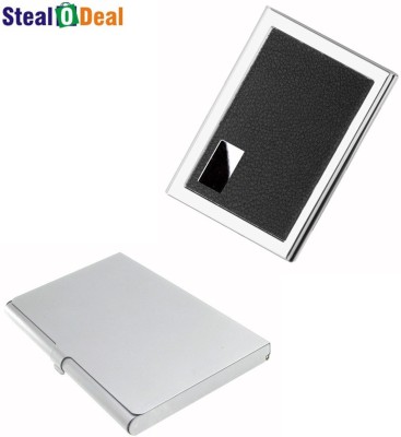 StealODeal Executive High Quality With Steel Visting 10 Card Holder(Set of 2, Silver)