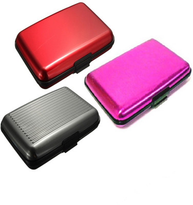 

FASTOP Set of 3 FASTOP® ATM Card Business ID Card Holder Credit Card and Debit card Wallet Holder Aluminum Security Wallet RFID Protection 6 Card Holder(Set of 3, Multicolor)