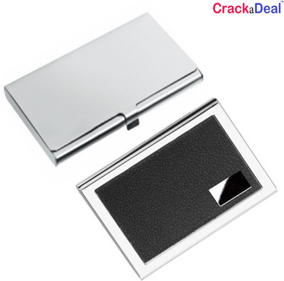 

CrackaDeal High Quality Steel Black Leather Luxurious ATM & Stainless Steel Business Visiting 6 Card Holder(Set of 2, Multicolor)