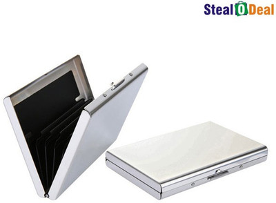 

Stealodeal Luxury Steel Aluminum 6 Card Holder(Set of 2, Silver)