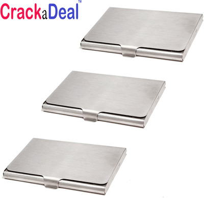 CrackaDeal | Pack of 3 | High Quality Stainless Steel Visiting 10 Card Holder(Set of 3, Silver)