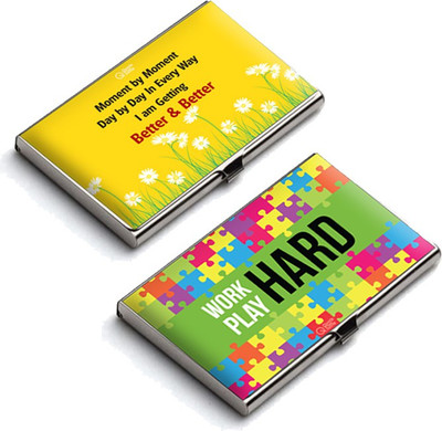 

QuoteSutra 10 Card Holder(Set of 2, Yellow, Multicolor)