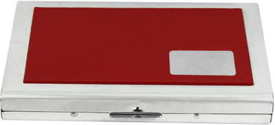 

Zblack Leather with Steel Visiting 6 Card Holder(Set of 1, Red)