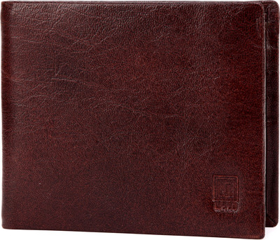 

U+N Men Brown Genuine Leather Wallet(8 Card Slots)