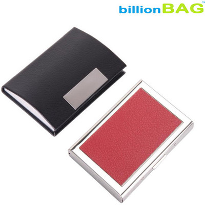 

Billionbag High Quality Exevutive Stylish Black Leather Visiting and Steel Red Leather ATM 6 Card Holder(Set of 2, Silver, Red, Black)
