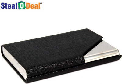 

Stealodeal Black Glossy Cut Textured Steel Card holder 20 Card Holder(Set of 1, Black)