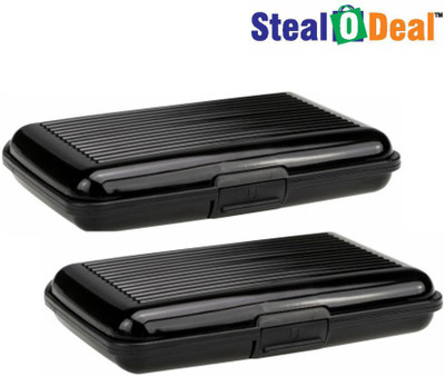 

Stealodeal 2 pc Black Aluma Aluminium Cash Credit 6 Card Holder(Set of 2, Black)