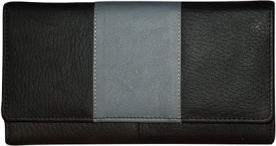 

Style 98 Girls Multicolor Genuine Leather Wallet(9 Card Slots), Black:beige