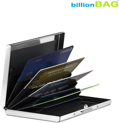 billionBAG High Quality Stylish Business Steel Plain ATM 6 Card Holder(Set of 1, Silver)