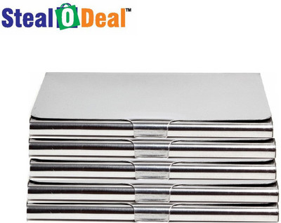 StealODeal 5pc Stainless Steel 6 Card Holder(Set of 5, Silver)