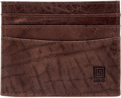 

U+N Unisex Sleek Brown Genuine Leather Card Holder 6 Card Holder(Set of 1, Brown)