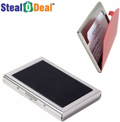 

Stealodeal Black Metal Aluma With Red Stainless Steel 6 Card Holder(Set of 2, Red, Black)