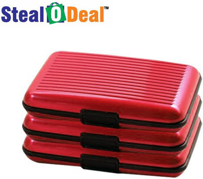 

Stealodeal 3pc Red Security Credit/Debit 6 Card Holder(Set of 3, Red)