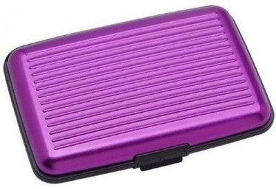 

FASTOP Business Card, ATM Card, Credit Card Wallet Holder Aluminum Metal Case Box, Blocking Hard Case Holder Silver For Office Use 6 Card Holder(Set of 1, Purple)