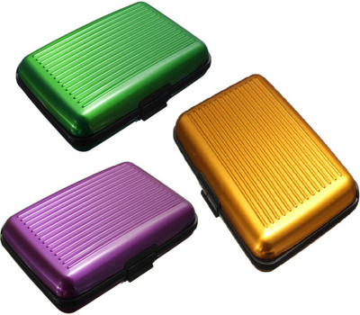 

FASTOP Set of 3 FASTOP® ATM Card Business ID Card Holder Credit Card and Debit card Wallet Holder Aluminum Security Wallet RFID Protection 6 Card Holder(Set of 3, Multicolor)