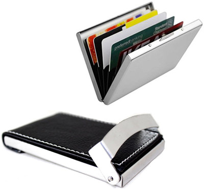 

Stealodeal Black Top Leather Texture Steel With Plain Metal 20 Card Holder(Set of 2, Black)