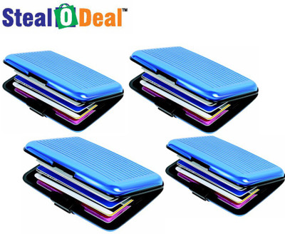 

Stealodeal 4 pc Blue Slim & Secure 6 Card Holder(Set of 4, Blue)