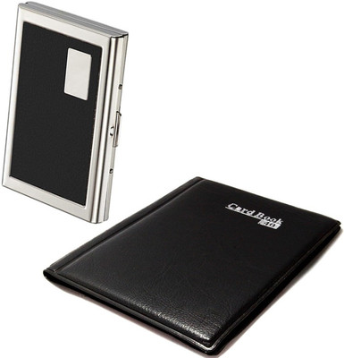

Stealodeal Black Book With Black Metal 40 Card Holder(Set of 2, Black)