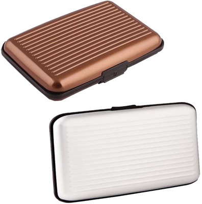 

Shine Fashion Men's 6 Card Holder(Set of 2, Brown, Silver)