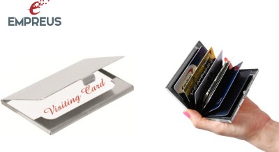 Empreus ATM & Visiting 6 Card Holder(Set of 2, Silver, Black)