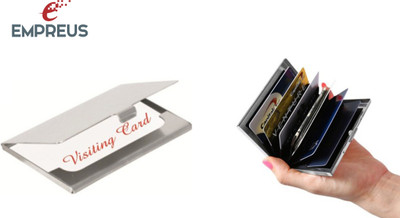 Empreus High Quality ATM & Visiting Card Holder 6 Card Holder(Set of 2, Silver, Black)