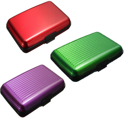 

FASTOP Set of 3 FASTOP® ATM Card Business ID Card Holder Credit Card and Debit card Wallet Holder Aluminum Security Wallet RFID Protection 6 Card Holder(Set of 3, Multicolor)