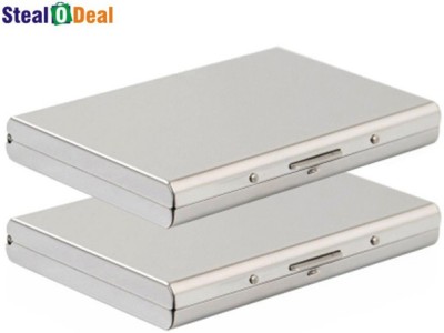 StealODeal Silver Plated Business Case 6 Card Holder(Set of 2, Silver)