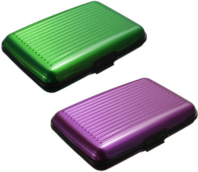 

FASTOP Set of 2 FASTOP® ATM Card Business ID Card Holder Credit Card and Debit card Wallet Holder Aluminum Security Wallet RFID Protection 6 Card Holder(Set of 2, Multicolor)