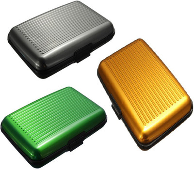 

FASTOP Set of 3 FASTOP® ATM Card Business ID Card Holder Credit Card and Debit card Wallet Holder Aluminum Security Wallet RFID Protection 6 Card Holder(Set of 3, Multicolor)