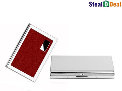 

Stealodeal Red Metal and Plain Silver Stainless Steel Business Case 6 Card Holder(Set of 2, Red, Silver)