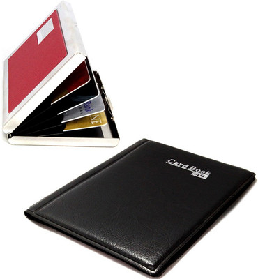 

Stealodeal Black Book With Red Metal 40 Card Holder(Set of 2, Black)