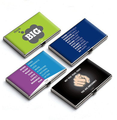 

QuoteSutra 10 Card Holder(Set of 4, Green, Multicolor, Blue, Black)