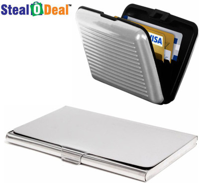 

Stealodeal Grey and Silver Security Credit/Debit 6 Card Holder(Set of 2, Grey, Silver)