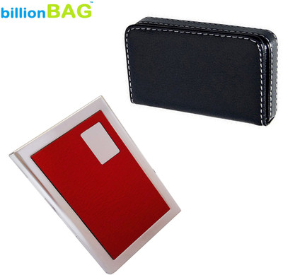 

Billionbag | Combo of 2 | High Quality Steel Red ATM and Soft Leather Black Visiting 6 Card Holder(Set of 2, Silver, Black, Red)