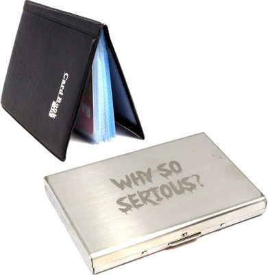 

Stealodeal |Pack of 2|Silver Y So Serious Metal Debit Bracket With 40 cards Keeping book 6 Card Holder(Set of 2, Silver, Black)