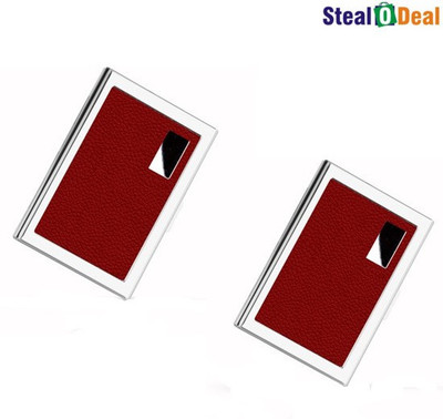 

Stealodeal Red Luxury Steel Aluminum 6 Card Holder(Set of 2, Red)