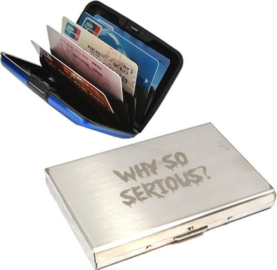 

Stealodeal |Pack of 2|Silver Y So Serious Metal Debit Bracket With Blue Aluminium 6 Card Holder(Set of 2, Silver, Blue)