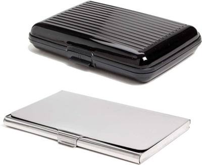 

Shine Fashion 20 Card Holder(Set of 2, Silver, Black)