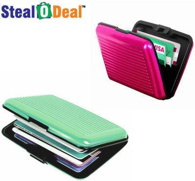 

Stealodeal Green and Pink Security Credit/Debit 6 Card Holder(Set of 2, Green, Pink)