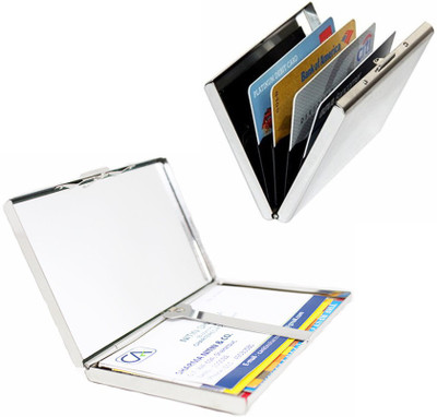 

Stealodeal Double Sided Metal Box With Metal Debit/Credit 20 Card Holder(Set of 2, Silver)
