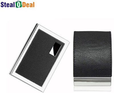

Stealodeal Black Top Elegant Visiting With Leather Metal 20 Card Holder(Set of 2, Black)