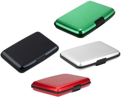 

FASTOP ATM Card Holder Aluminum Metal Case Box, Hard Case, Holder Business Card ID Wallet, credit and debit card holder 6 Card Holder(Set of 4, Multicolor)