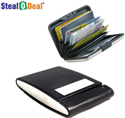 

Stealodeal Black double sided open Steel With Aluminium Plastic 30 Card Holder(Set of 2, Black)