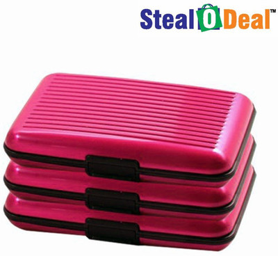 

Stealodeal 3pc Pink Security Credit/Debit 6 Card Holder(Set of 3, Pink)