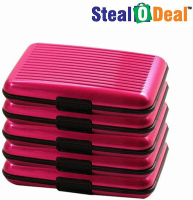 

Stealodeal 5 pc Pink Aluma Security Cash Credit 6 Card Holder(Set of 5, Pink)
