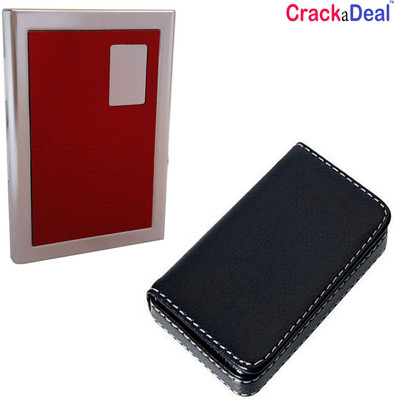 

CrackaDeal High Quality Steel Red Leather Business Purpose Visa ATM & Soft Black Leather Luxury Visiting 6 Card Holder(Set of 2, Multicolor)